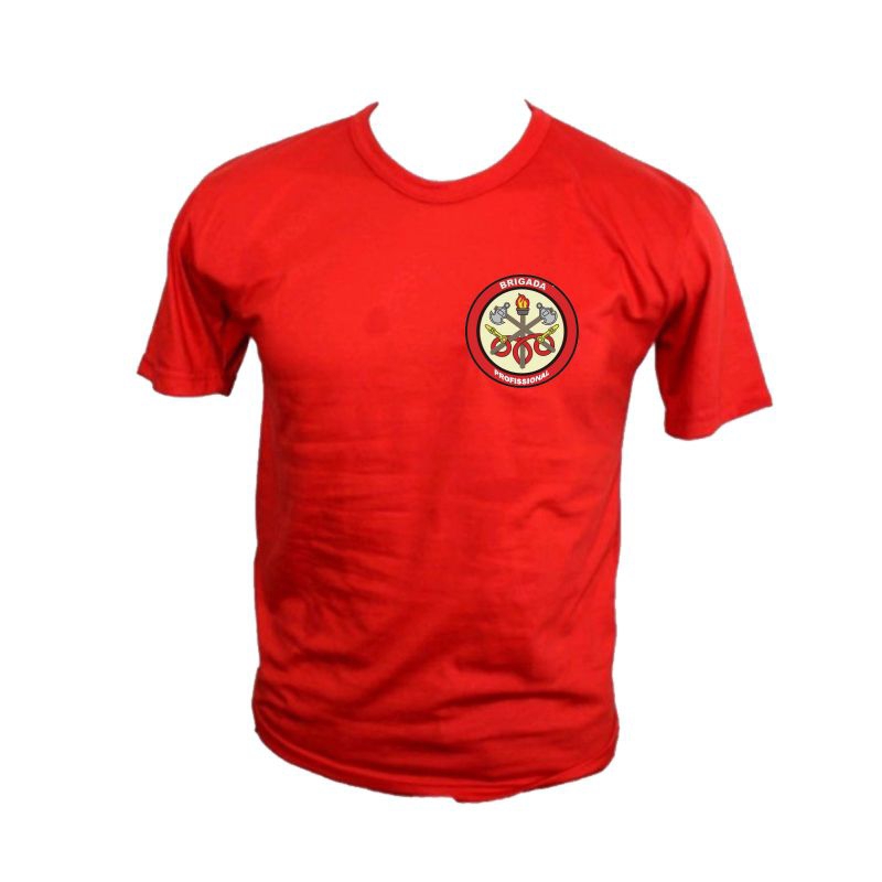 camisa vermelha de brigada de incêndio, brigadista, brigada profissional.