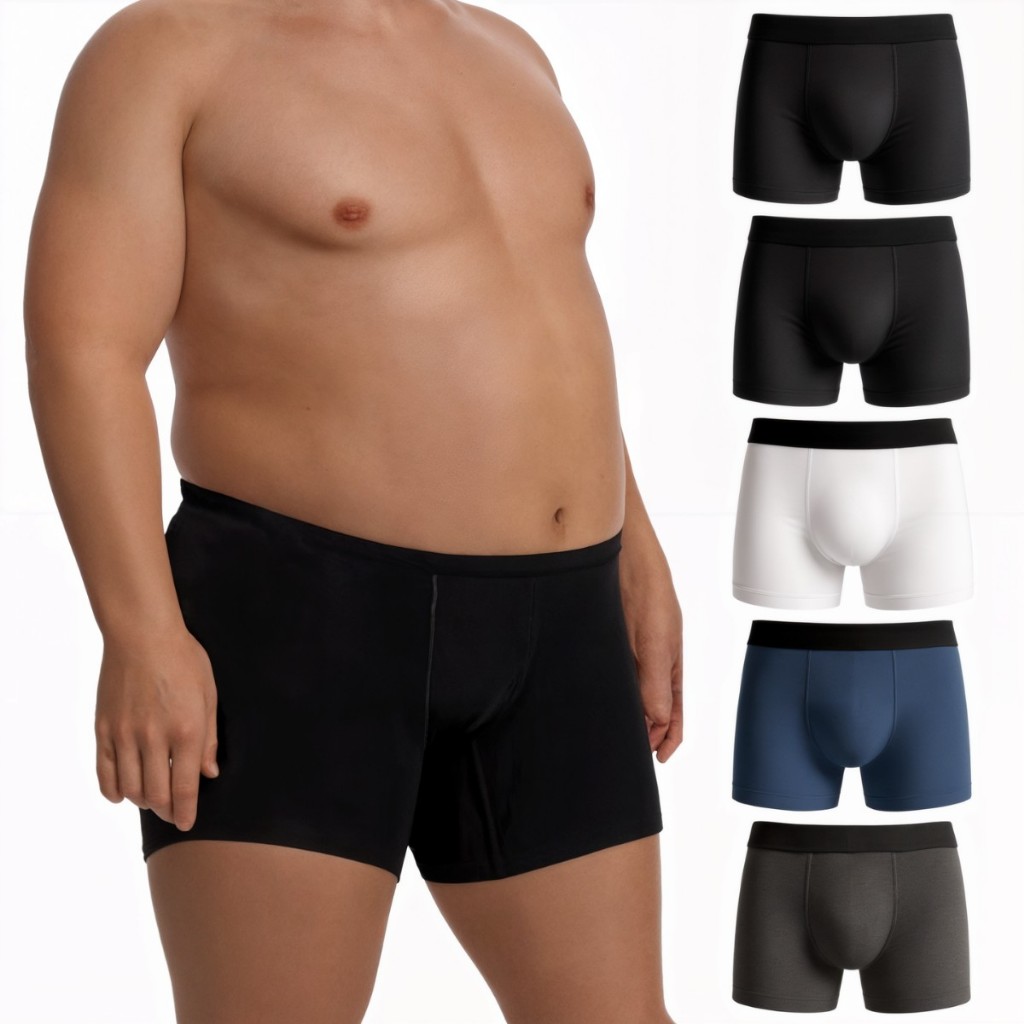 Kit 5 Cuecas Boxer Plus Size Masculina Algodão Anti-Cofrinho Confortável em Oferta na Shopee