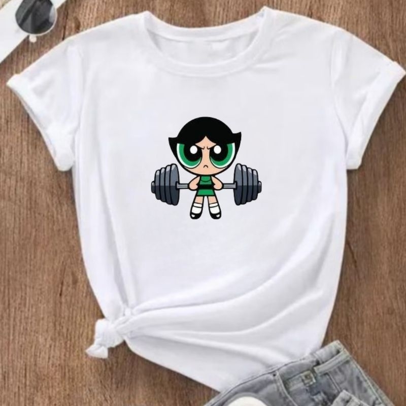 camiseta diversas cores meninas super poderosas ideal para treinos academia exercício docinho personagem desenho animado