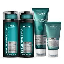 Combo Truss Equilibrium Scalp: Shampoo 300ml + Condicionador 300ml + Máscara 250g + Máscara 150g