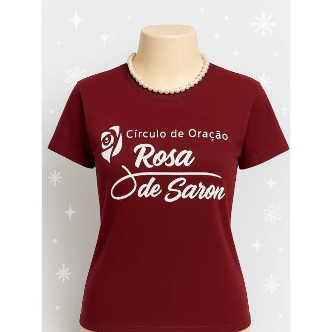 Camiseta Evangélica Rosa de Saron com pérolas na gola