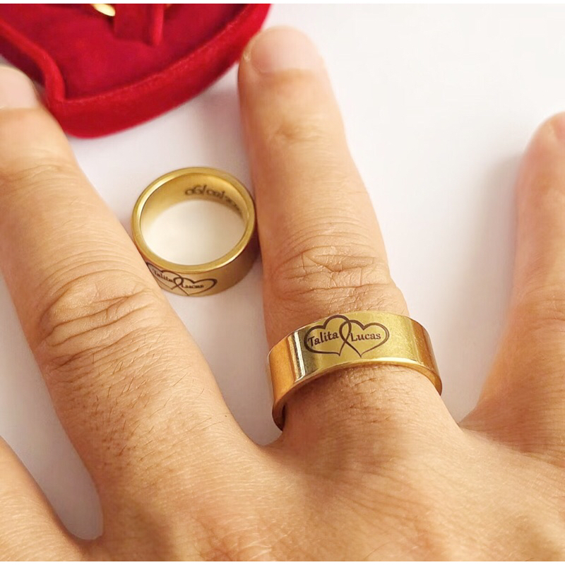Unidade Aliança Quadrada Reta Casamento + Gravação Nome a Laser