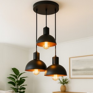 Lustre Pendente Luminária Joana tripla Quarto Sala Cozinha Moderna Alumínio Não Enferruja