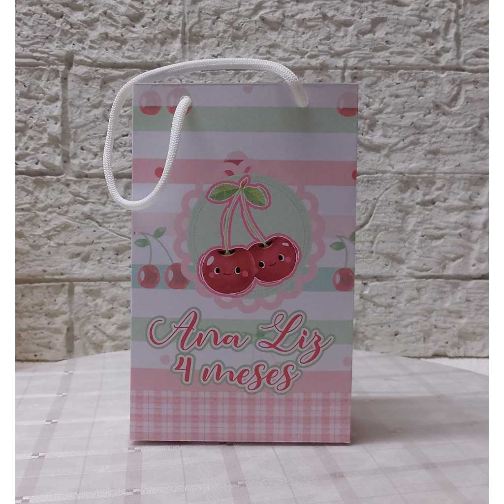 Sacolinha Personalizada Cerejinha Pegue e Monte Sacola Surpresa Lembrancinha Aniversário Cerejinha