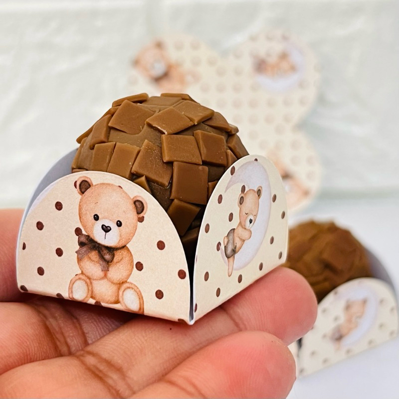 50 Forminhas Ursinho Marrom Cha Revelação - forminha para Urso Marron - forminha para docinho Personalizada Urso Marron