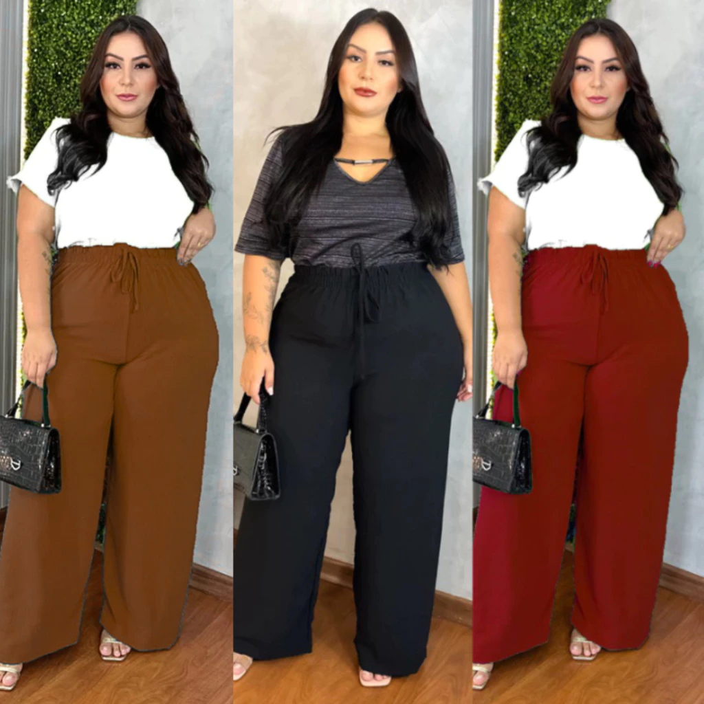 Calça Feminina Duna Plus Size – Conforto com Elástico e Bolsos