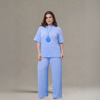 👠 Conjunto Atemporal Feminino – Look Confortável Camiseta + Pantalona Ana ruga em Oferta na Shopee