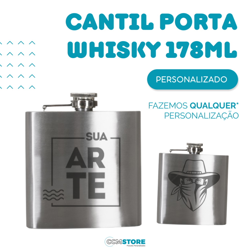 Cantil Porta Whisky 6oz Personalizado em Oferta na Shopee