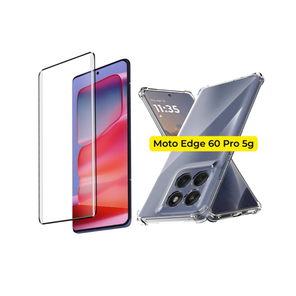Kit Para Moto Edge 60 Pro Capa Capinha Case + Pelicula 3D Vidro Temperado Premium Anti Impacto
