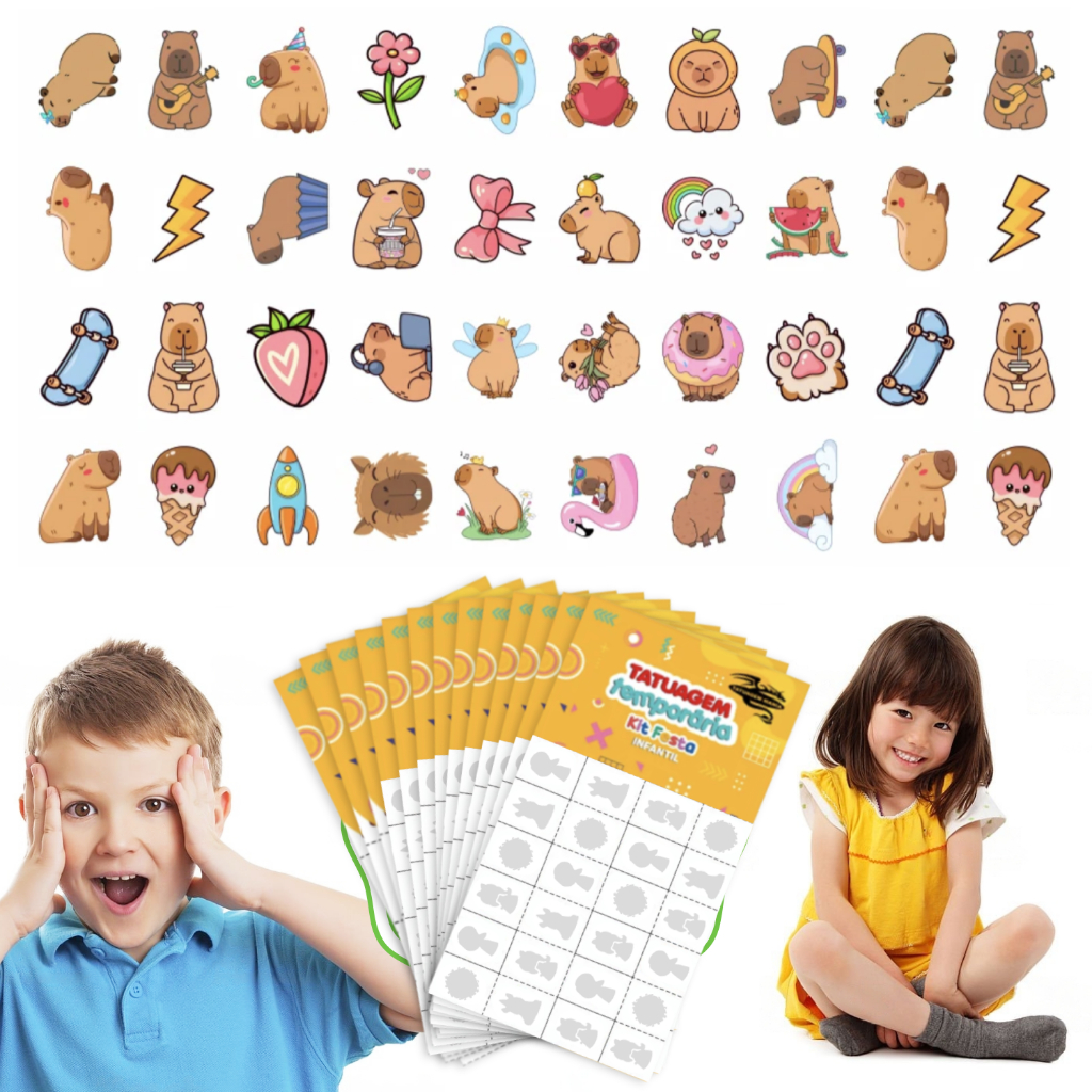 32/160/256 Tatuagem Infantil Temporária Menino Menina Capivara Criança Aniversário Lembrancinha em Oferta na Shopee