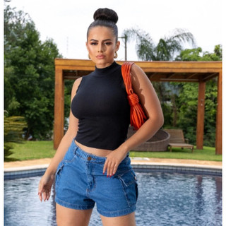 Blusa Feminina Estilosa Regata Gola Alta Golinha Blusinha Ribana Canelada  Shopee