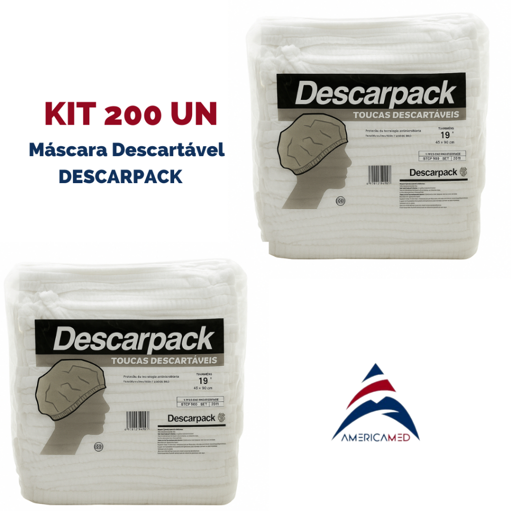 Kit 200 Toucas Descartáveis Sanfonadas TNT Branca – Descarpack Profissional em Oferta na Shopee