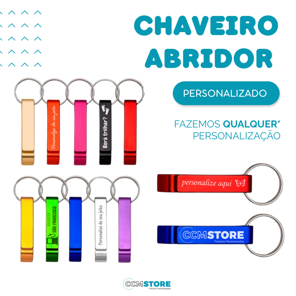Kit 10 unidades Chaveiro Abridor Personalizado