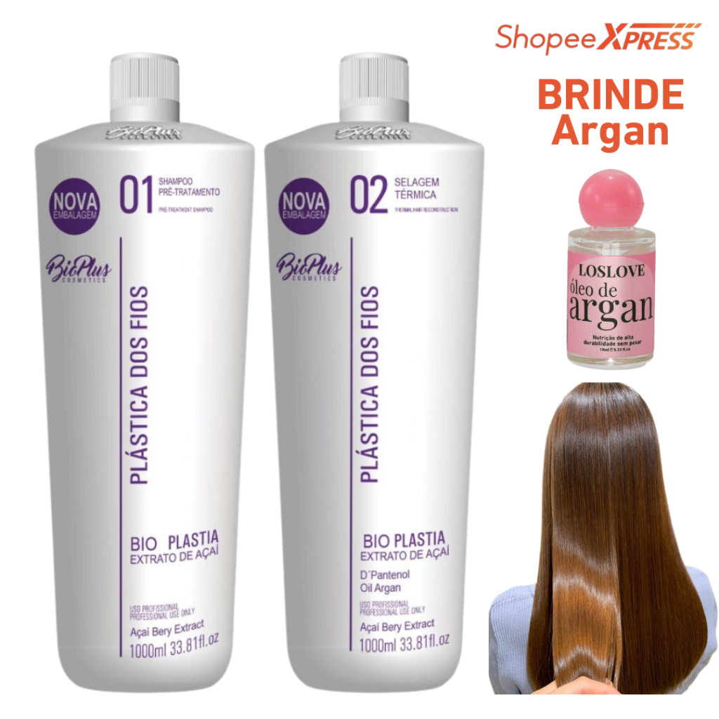 Kit Selagem Alisamento Definitivo Plástica Dos Fios + Argan em Oferta na Shopee