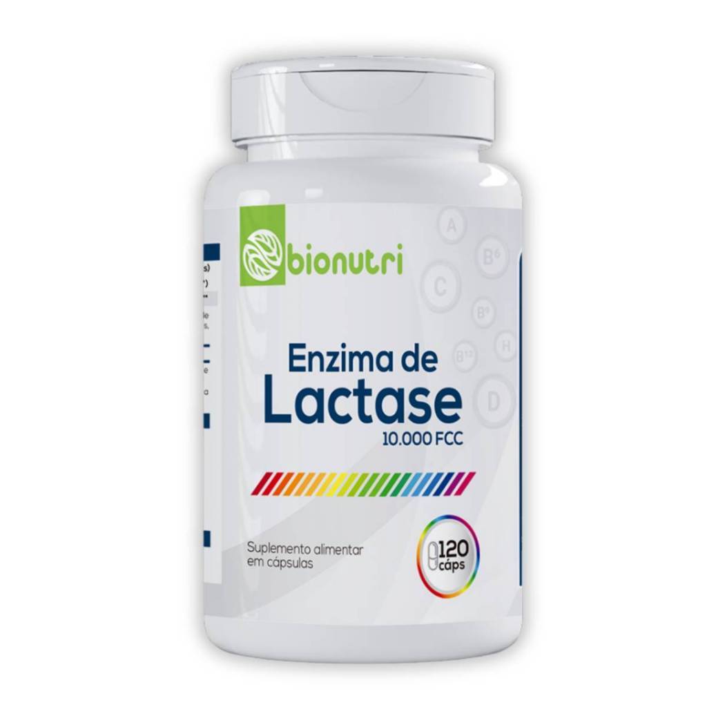 Enzima de?Lactase Bionutri 10000?FCC 120?Cápsulas Suplemento Intolerância a Lactose