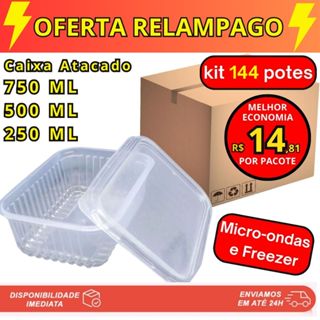 144 Potes de Marmita para Microondas e Freezer Descartável - Caixa Fechada Atacado em Oferta na Shopee