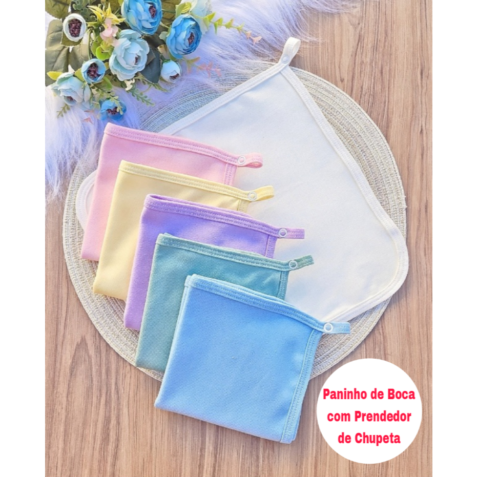 PANINHO DE BOCA EM MALHA PARA BEBÊ 100% ALGODÃO 4 PEÇAS ENXOVAL MATERNIDADE
