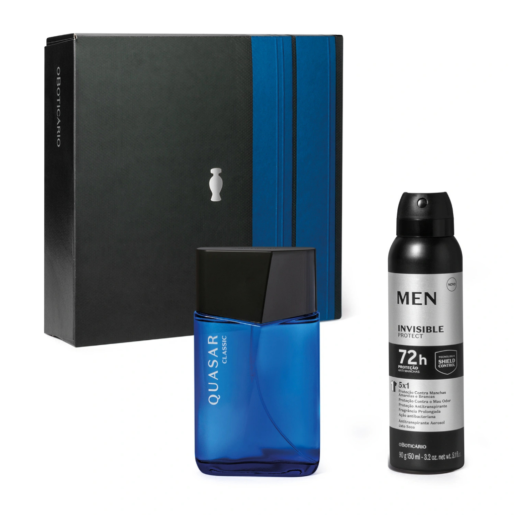 Kit Presente Quasar Classic Desodorante Colônia 100ml + Antitranspirante Aerosol