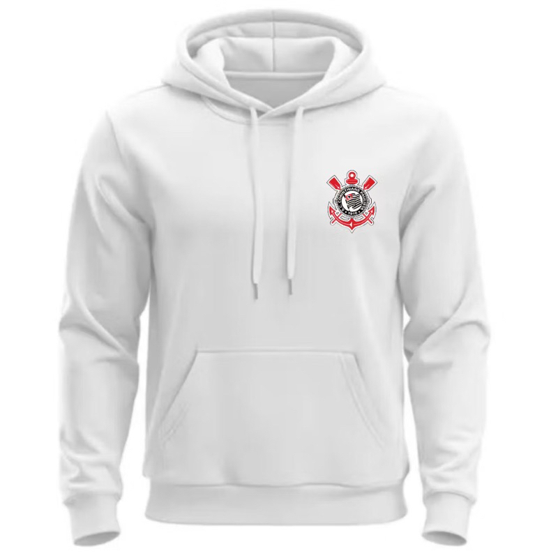 Moletom Flanelado Canguru Blusa Quentinha Casaco Corinthians Timão Time do Pov Estampad Desenh Time