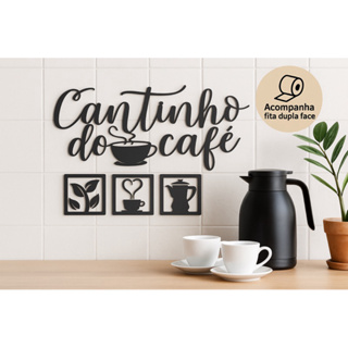 Kit Com 4 Placas Decorativa Cantinho do Café em MDF – Parede Cozinha Gourmet Casa em Oferta na Shopee
