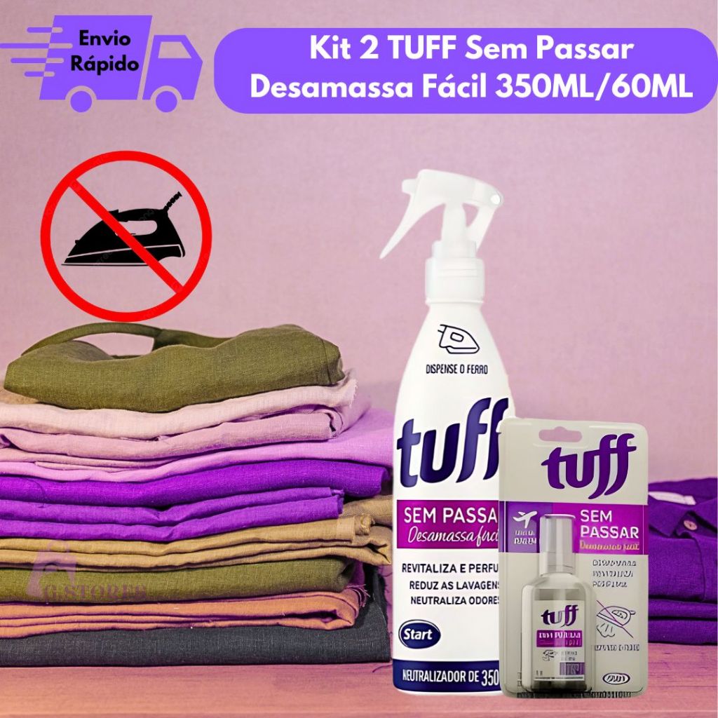 Kit 2 Tuff Sem Passar: Desamassa Fácil, Perfuma e Neutraliza Odores Start 60ML/350ML