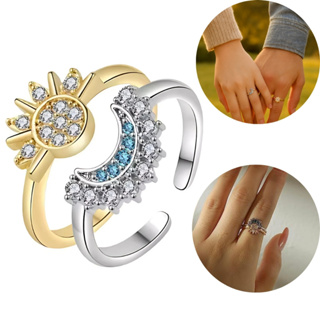 Anel Sol e Lua par Casal compromisso Promessa Presente Romântico Dourado Prata Namoro Amor Jack em Oferta na Shopee