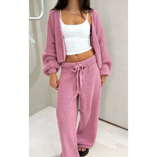 Conjunto Feminino de Tricot Mousse Premium Casaco Cardigan e Calça Com Amarração Tricô Fio Musse Moda Blogueira em Oferta na Shopee