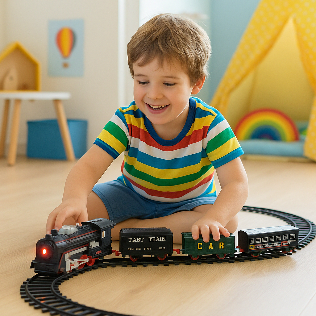 Trem Infantil Luz Trilhos Vagao Montavel Educativo Motorzinho Brinquedo Com Luzes Locomotiva