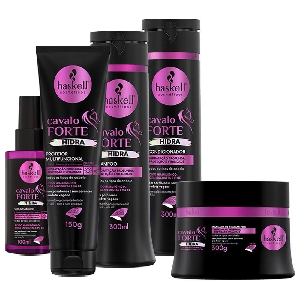 Shampoo Condicionador 300ml Mascara 300g +2 itens Cavalo Forte Hidra Haskell
