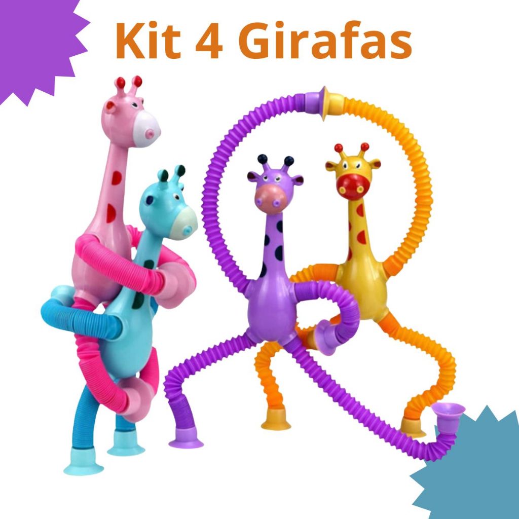 Kit 1/2/4 Brinquedo Infantil Girafa Pop It Tubo Led Com Ventosa em Oferta na Shopee