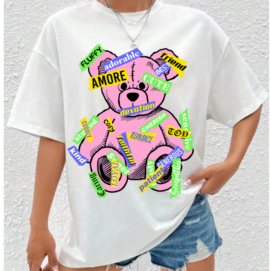 Camiseta Oversized Feminina Algodão Premium Estampada Streetwear Estilo Confortável