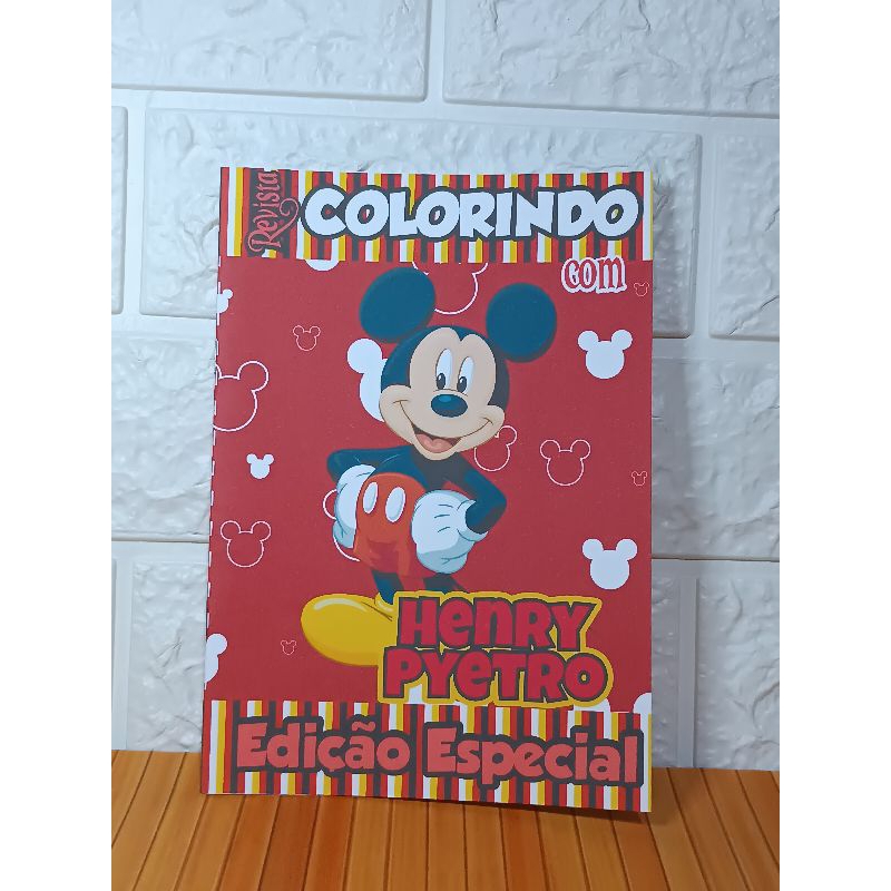 Livro de Colorir com 12 desenhos Personalizado Mickei tamanho a5, Lembrancinha/Festa infantil / Aniversário
