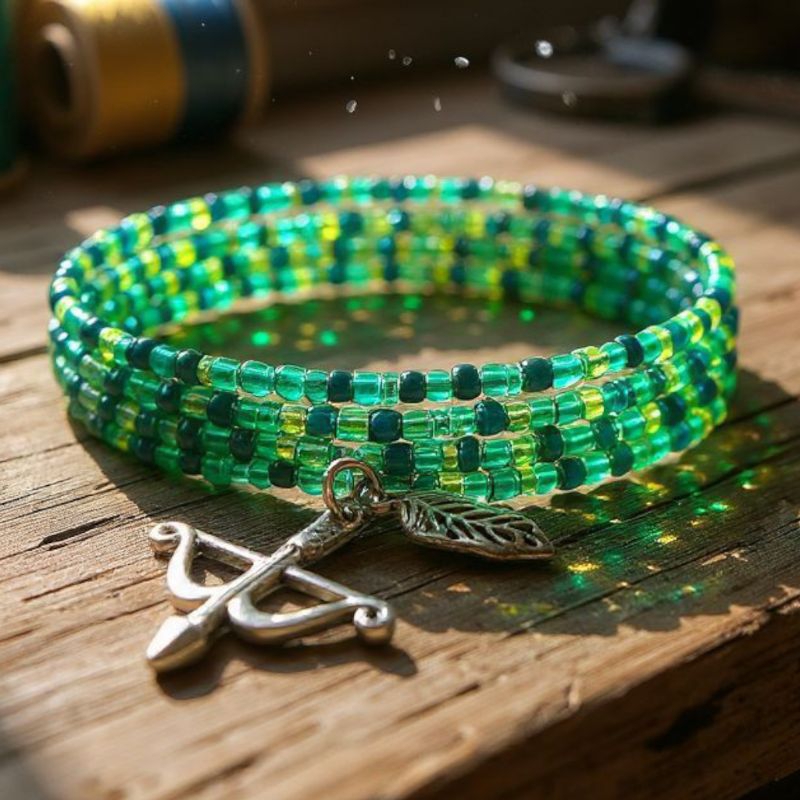 Pulseira Sete Voltas Oxóssi – Proteção Orixá Caçador Umbanda Candomblé.