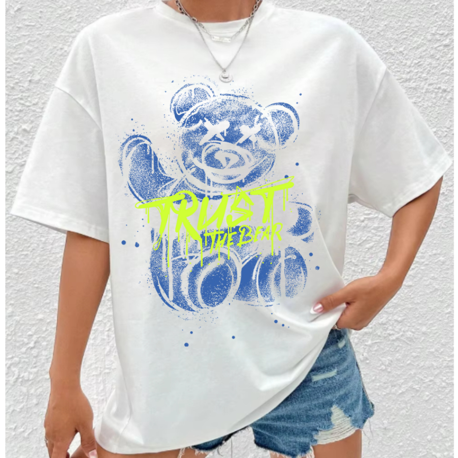 Camiseta Oversized Feminina Confortável Dia a Dia Algodão Premium Estampada Streetwear Trap