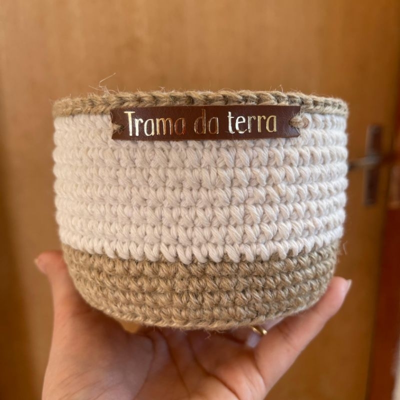 Cesto de crochê, cachepô multiuso em Oferta na Shopee