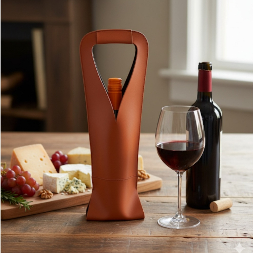 Porta Vinho Couro Ecologico Resistente Produto Diferenciado Elegante Top