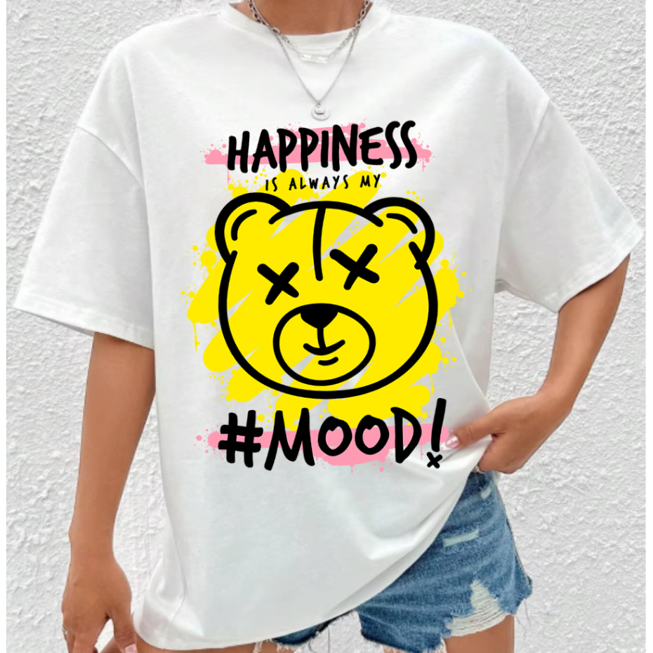 Camiseta Streetwear Oversized Feminina Estampada Algodão Premium Casual Despojada