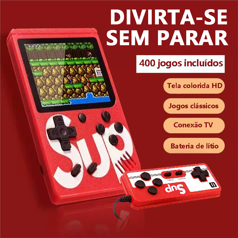 Mini 400 jogos Nintendo, vídeo portátil, jogos clássicos retro, com controle para 2 pessoa...