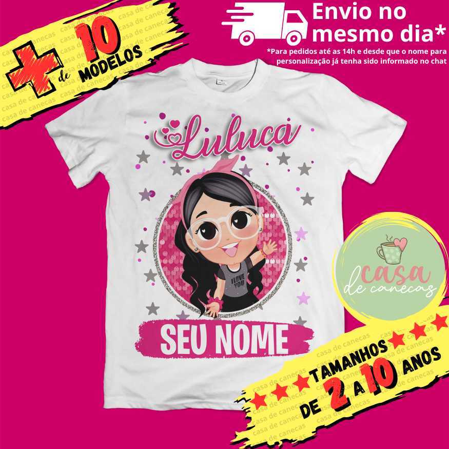 Camiseta Infantil Unissex Luluca com nome (opcional) em Oferta na Shopee