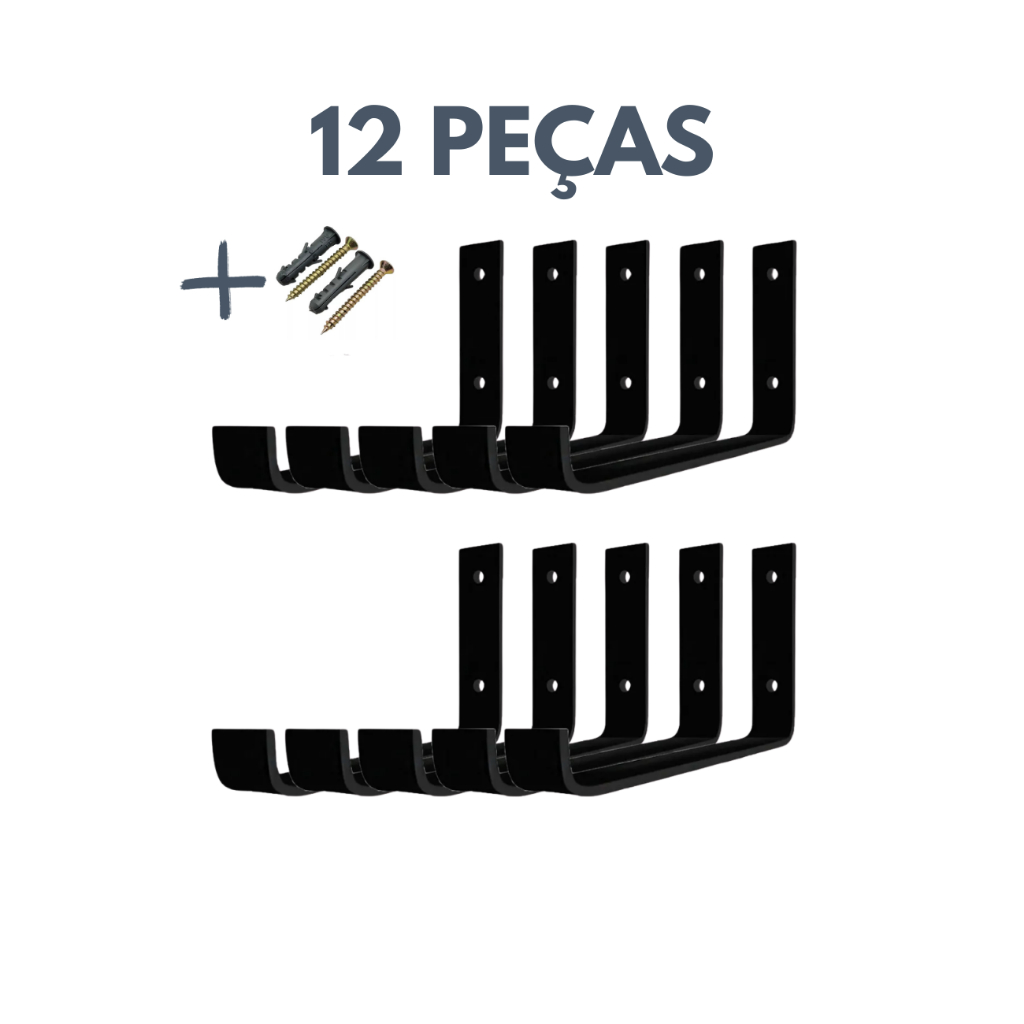 Kit 12 Mão Francesa Invertida  Ferro Industrial Suporte Reforçado em Oferta na Shopee
