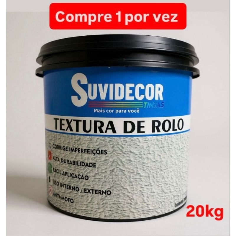 Textura de rolo / lisa 20kg. Suvidecor. cores novas. corrige imperfeições, anti-mofo. uso interno e externo. em Oferta na Shopee