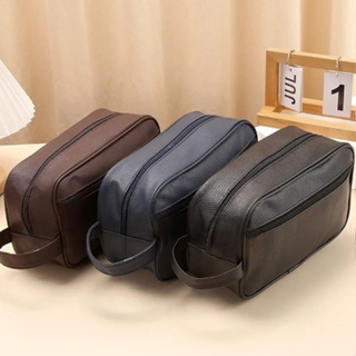 Necessaire Organizadora Bolsa de Mão em Couro Sintético Espaçosa Ideal para Viagem e Uso Diário em Oferta na Shopee