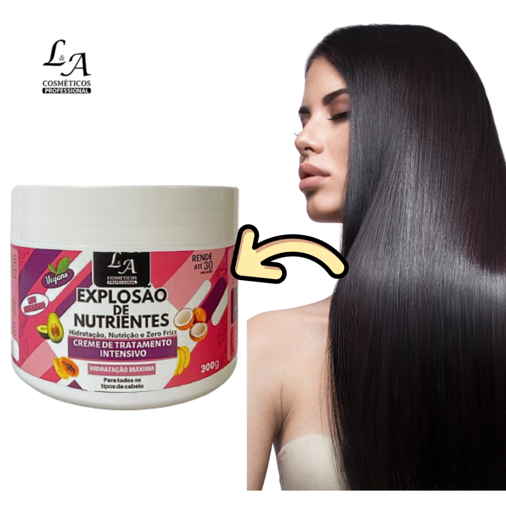 Máscara Hidratante Explosão de Nutrientes Brilho Intenso Efeito Gloss 300g - Envio Imediato