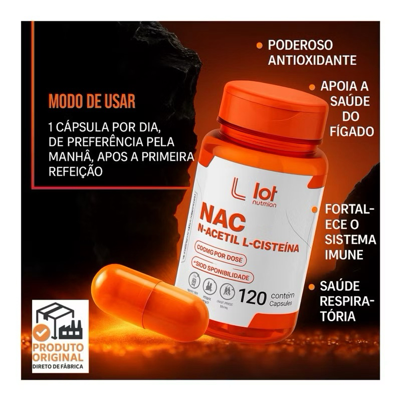 Kit 3 un Nac 600mg 120 cápsulas N Acetil L Cisteína Acetilcisteina