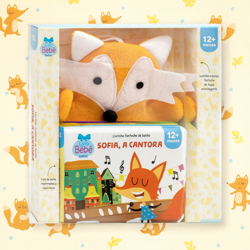 Livrinho Fantoche De Banho Animais Raposa Sofia | Livro Infantil Educativo Senso