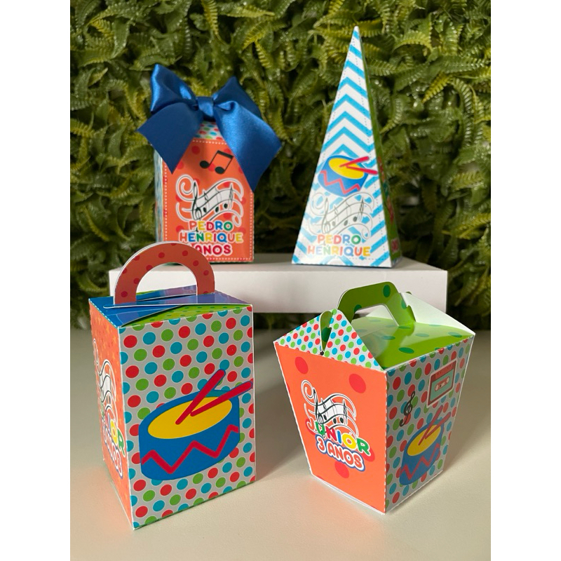 20 CAIXAS PERSONALIZADAS LEMBRANCINHA FESTA DE ANIVERSÁRIO INSTRUMENTOS MUSICAIS