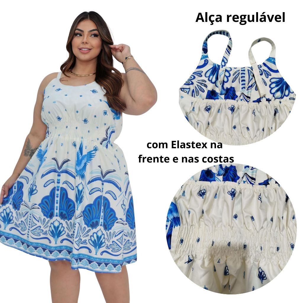 vestido estampado plus size  con alça regulável e confortável em Oferta na Shopee
