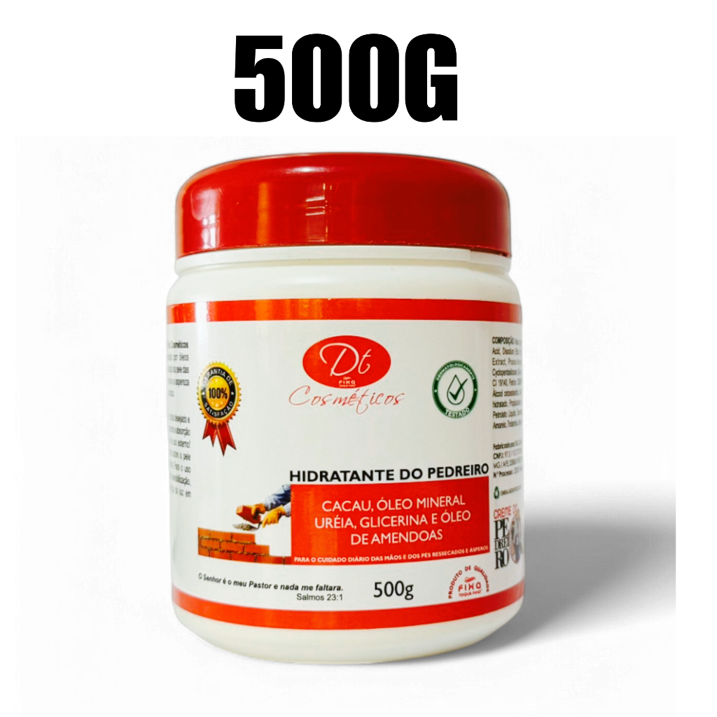 Creme hidrante do pedreiro 500g Hidratação Profunda: Creme com Ureia e Óleo de Amêndoas para peles