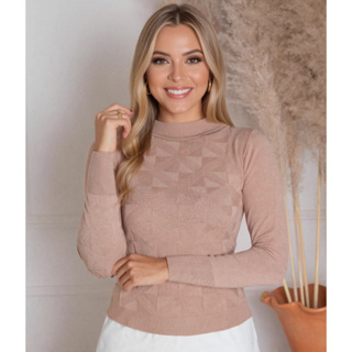 Blusa Suéter Meia Estação Tricot Modal Textura Tendencia em Oferta na Shopee