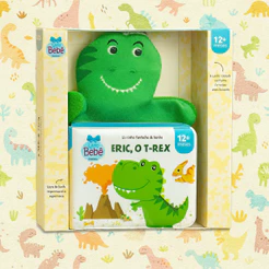 Livrinho Fantoche De Banho Eric, O Dinossauro T-Rex | Livro Infantil Educativo Sensorial Para Bebês